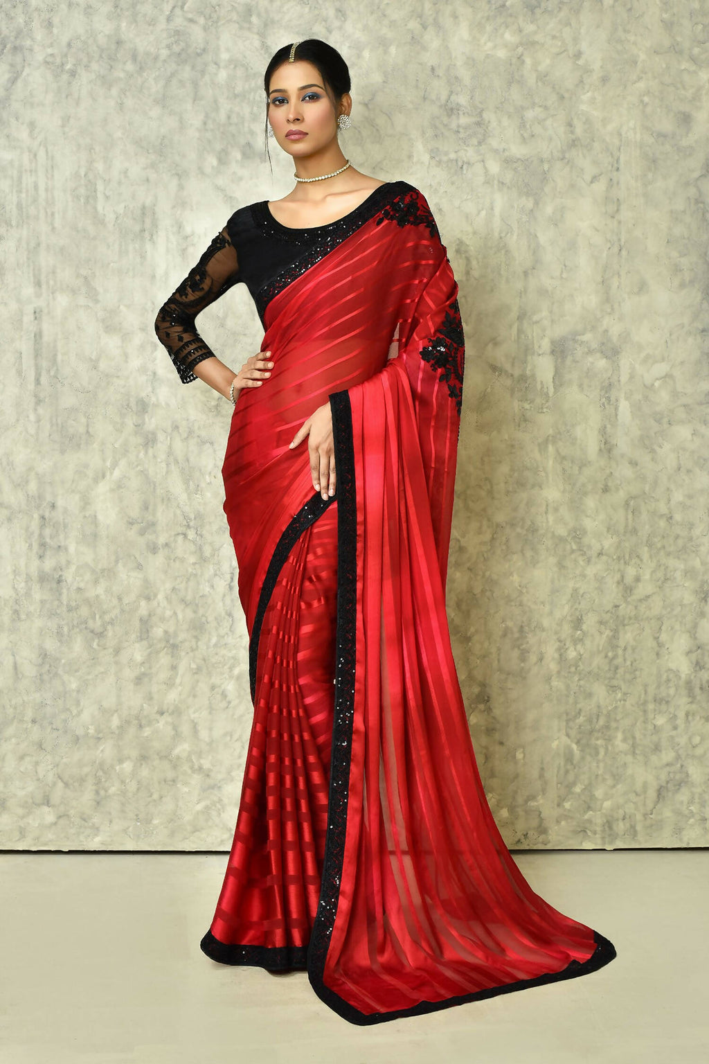 Maroon Silk Solid Designer Saree with Blouse - Purvi | Grocsy