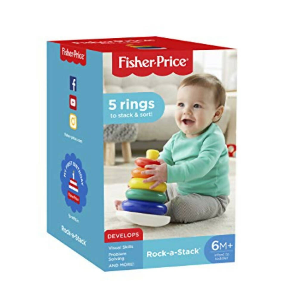 Fisher Price Rock-A-Stack - Classic Stacking Toy With 5 Colorful Rings | Grocsy