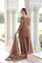 Joban Fashion Coffee Readymade Kurta Set With Sequence embroidery Work | Grocsy