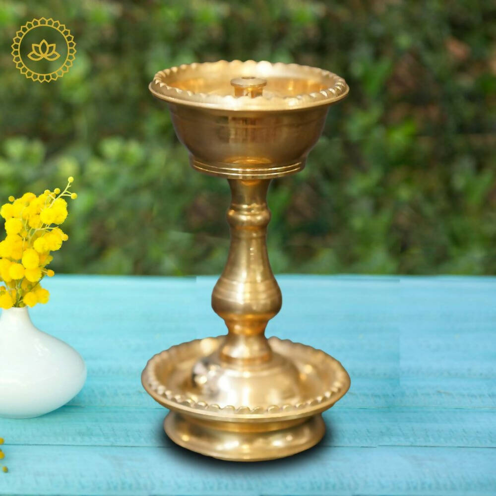 Brass Bowl Diya with Designed Stand | Grocsy