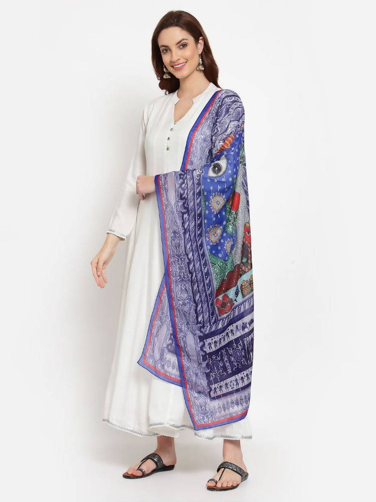 Myshka Women's White Solid Rayon Full Sleeve V Neck Casual Kurta Dupatta Set | Grocsy