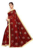Vamika Chanderi Cotton Foil Print Maroon Saree (GOLDEN BIRD MAROON) | Grocsy
