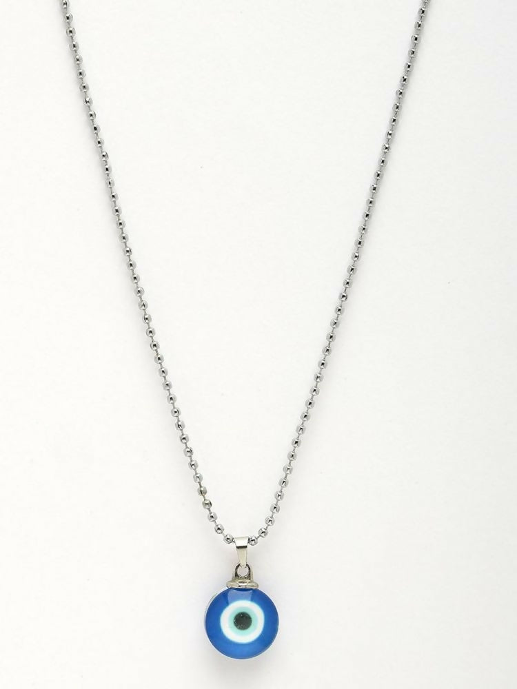NVR Silver Plated Evil Eye Pendant with Chain for Men & Women | Grocsy