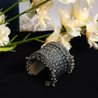 Mominos Fashion Joharkamal Oxidised Silver-Plated Ghungroo Handcraft Bracelet - Design 025