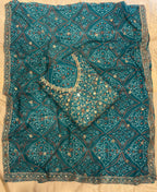 KC Teal Bandhani Printed Heavy Emrboidery Worked Sharara Suit Ethnic Wear | Grocsy