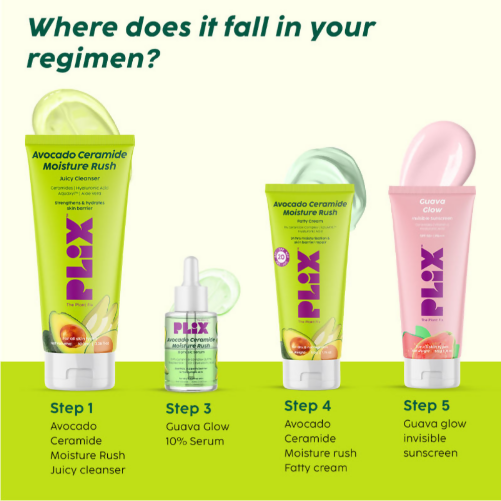PLIX The Plant Fix Avocado Ceramide Moisture Rush Skincare Duo - Serum & Cream | Grocsy