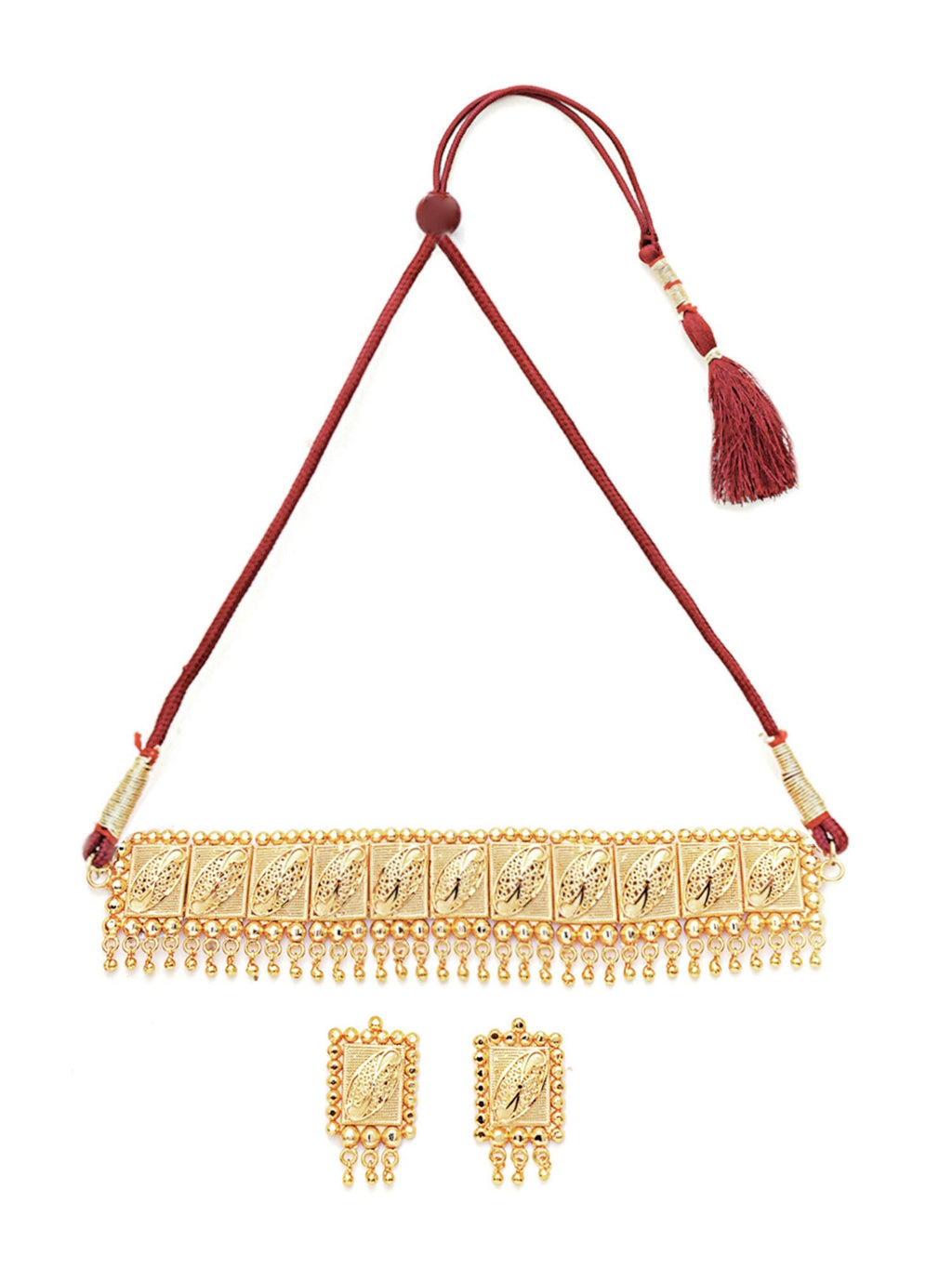 Gold plating jewellery set (Gold) - Ruby Raang | Grocsy