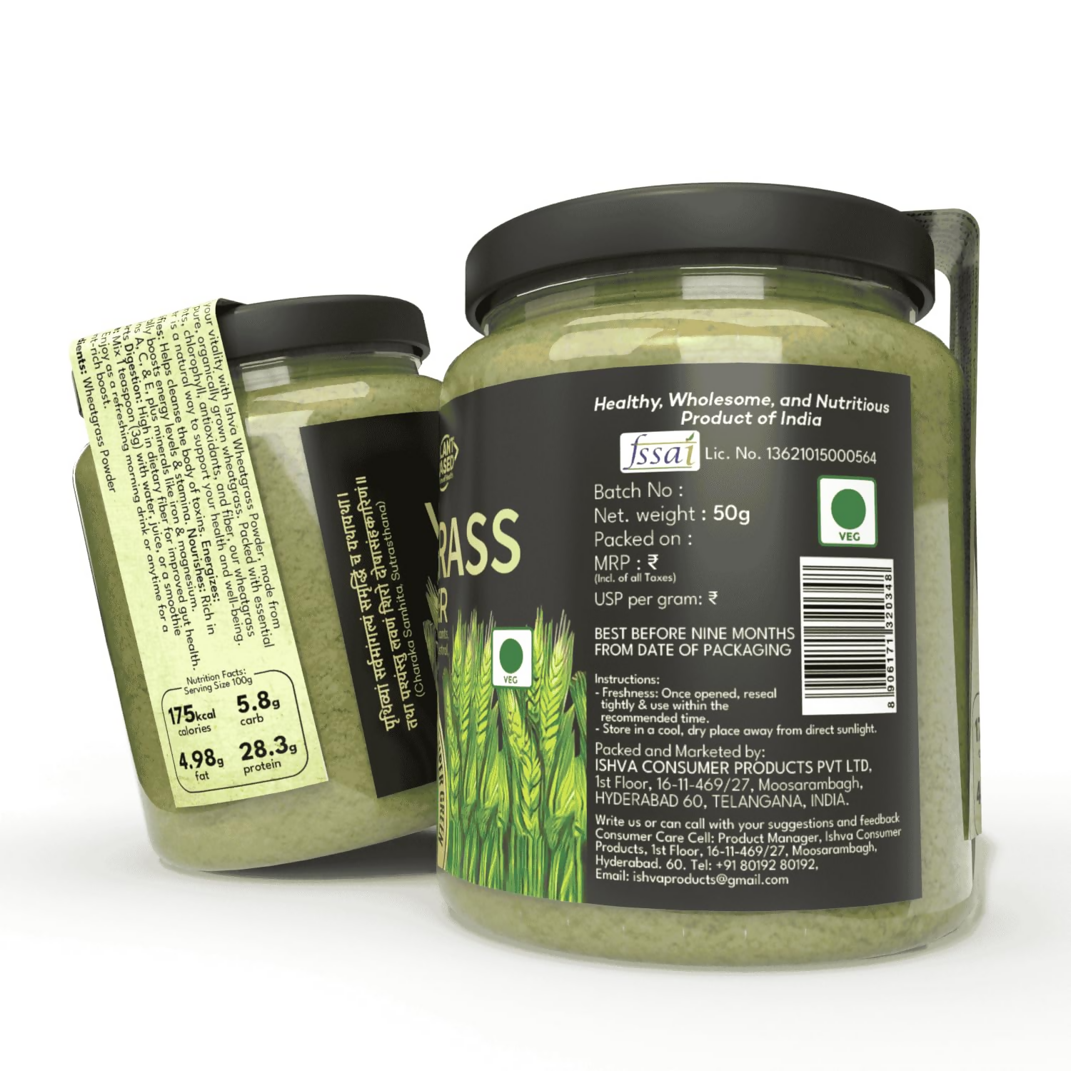 Ishva Wheatgrass Powder Pure & Natural Superfood Detoxifies, Supports Digestion & Promotes Vitality | Grocsy