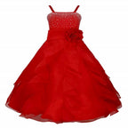 Asmaani Baby Girl's Red Colour Satin A-Line Maxi Full Length Dress (AS-DRESS-22085) | Grocsy