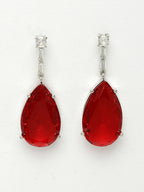 NVR Women's Silver-Plated Red Artificial Stones Studded Handcrafted Jewellery Set | Grocsy