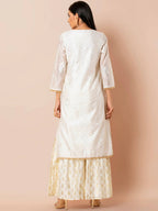 Indya White Embroidered Kurta | Grocsy