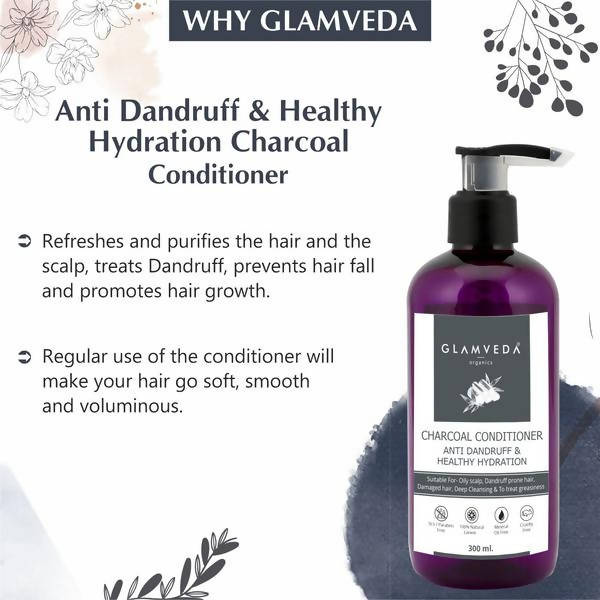 Glamveda Charcoal Conditioner Anti Dandruff & Healthy Hydration | Grocsy