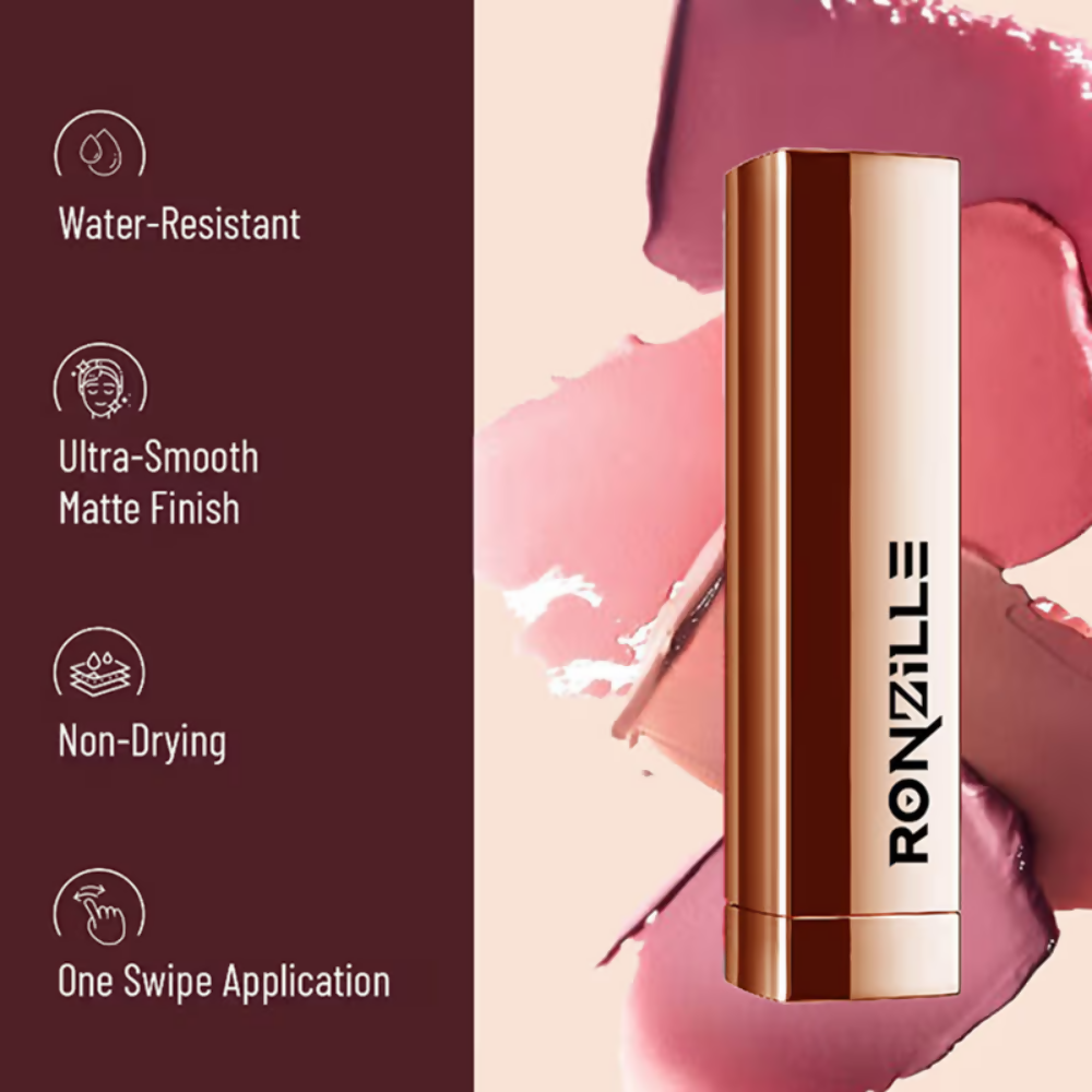 Ronzille Natural Colored Long Stay Matte Lipstick - Shade 16 | Grocsy