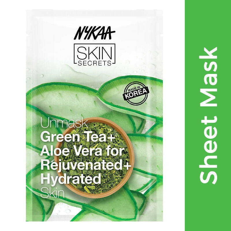 Nykaa Skin Secrets Exotic Indulgence Green Tea + Aloe Vera Sheet Mask For Hydrated Skin | Grocsy