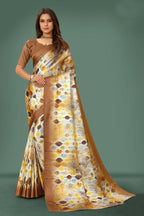 Aayaa Designer Printed Satin Saree - Multi Color | Grocsy