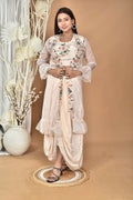 Morchari Women Hand Embroidery Crop Top-Light Peach | Grocsy