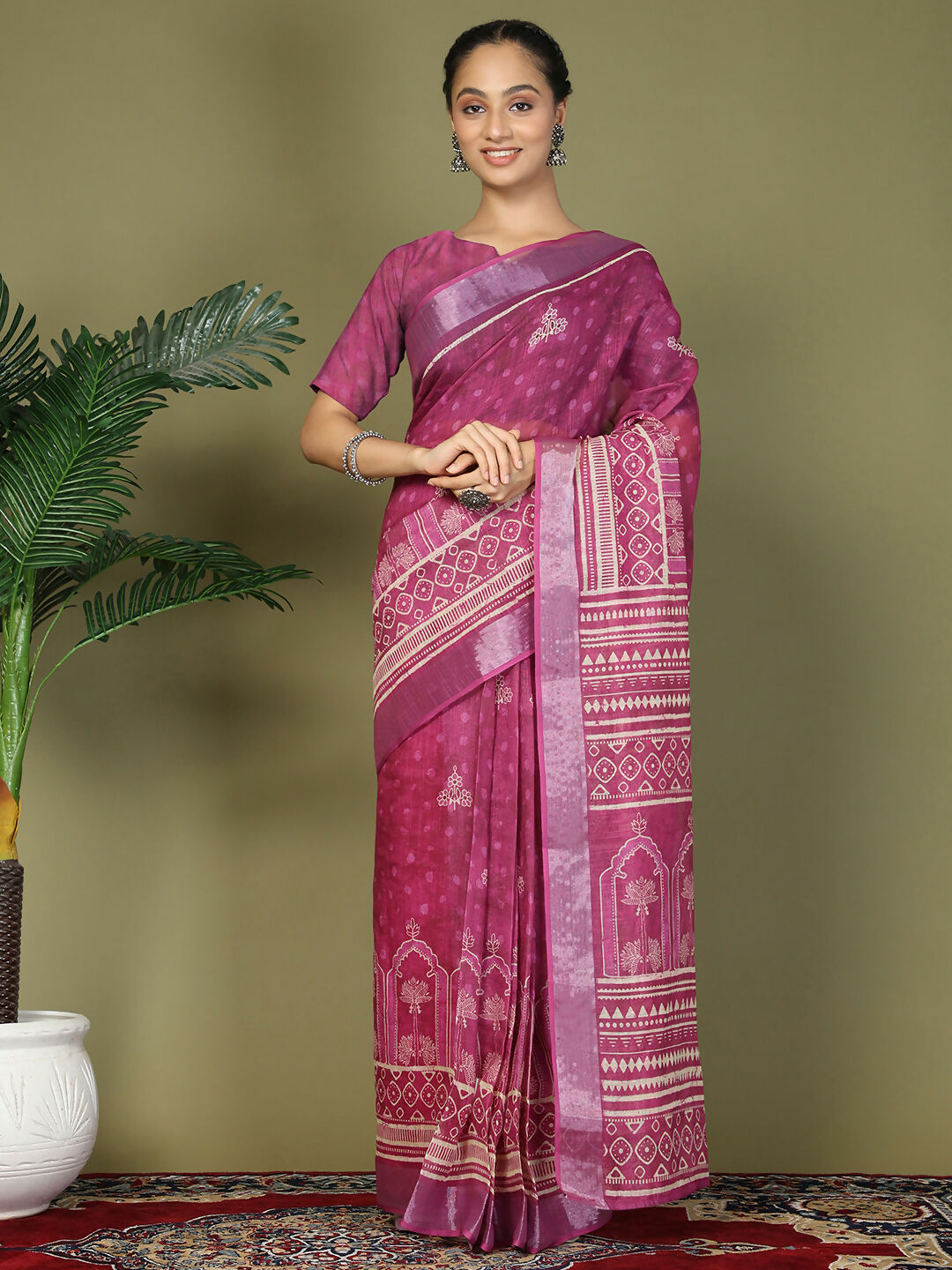 Shree Shyam Fashion Cotton Purple Saree | Grocsy