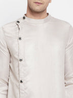 Even Apparels Beige Rayon Men's Sherwani Kurta With Asymetrical Cut | Grocsy