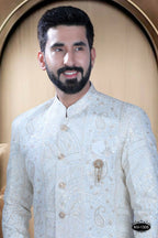 Joban Fashion Men's White Base Silk Kurta with Pyjama | Grocsy