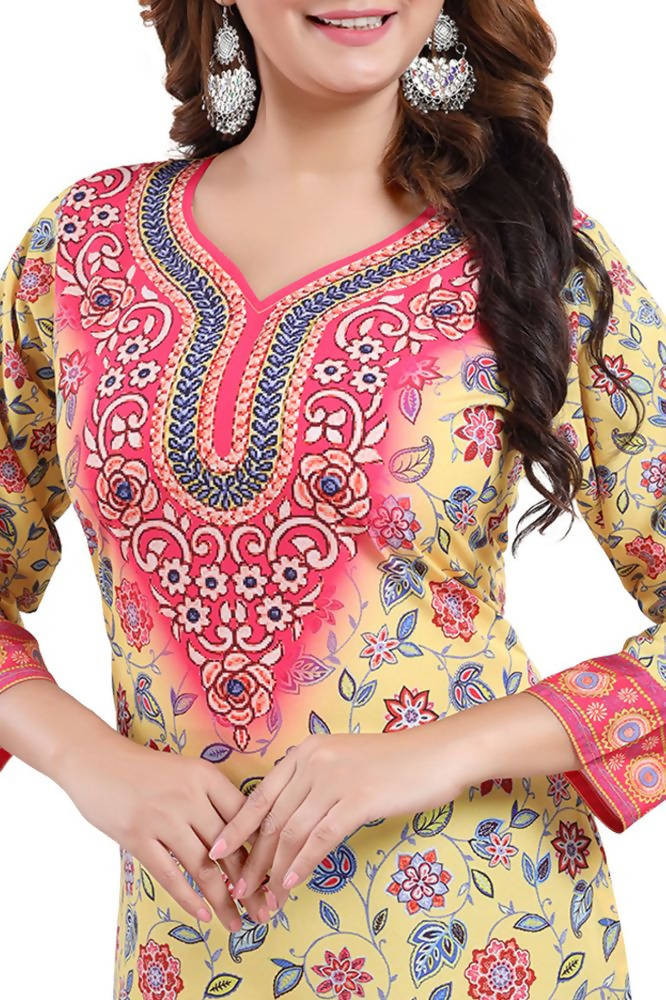 Snehal Creations Alluring Faux Crepe Printed Short Kurti Tunic | Grocsy