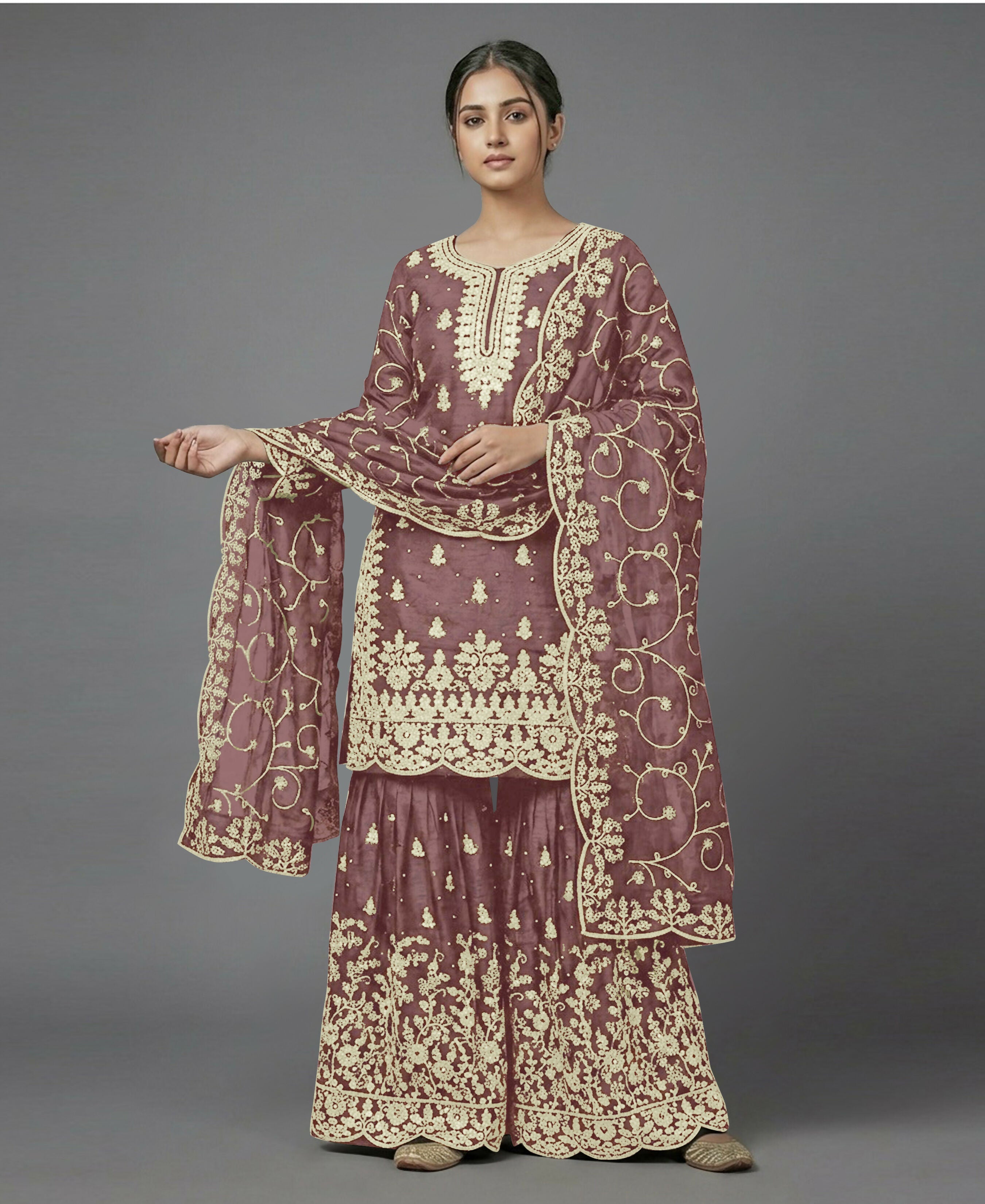 Teeya Creation Womens New Trendy Pure Gmy Silk With Heavy Embroidery Sequence Work Kurta Set | Grocsy