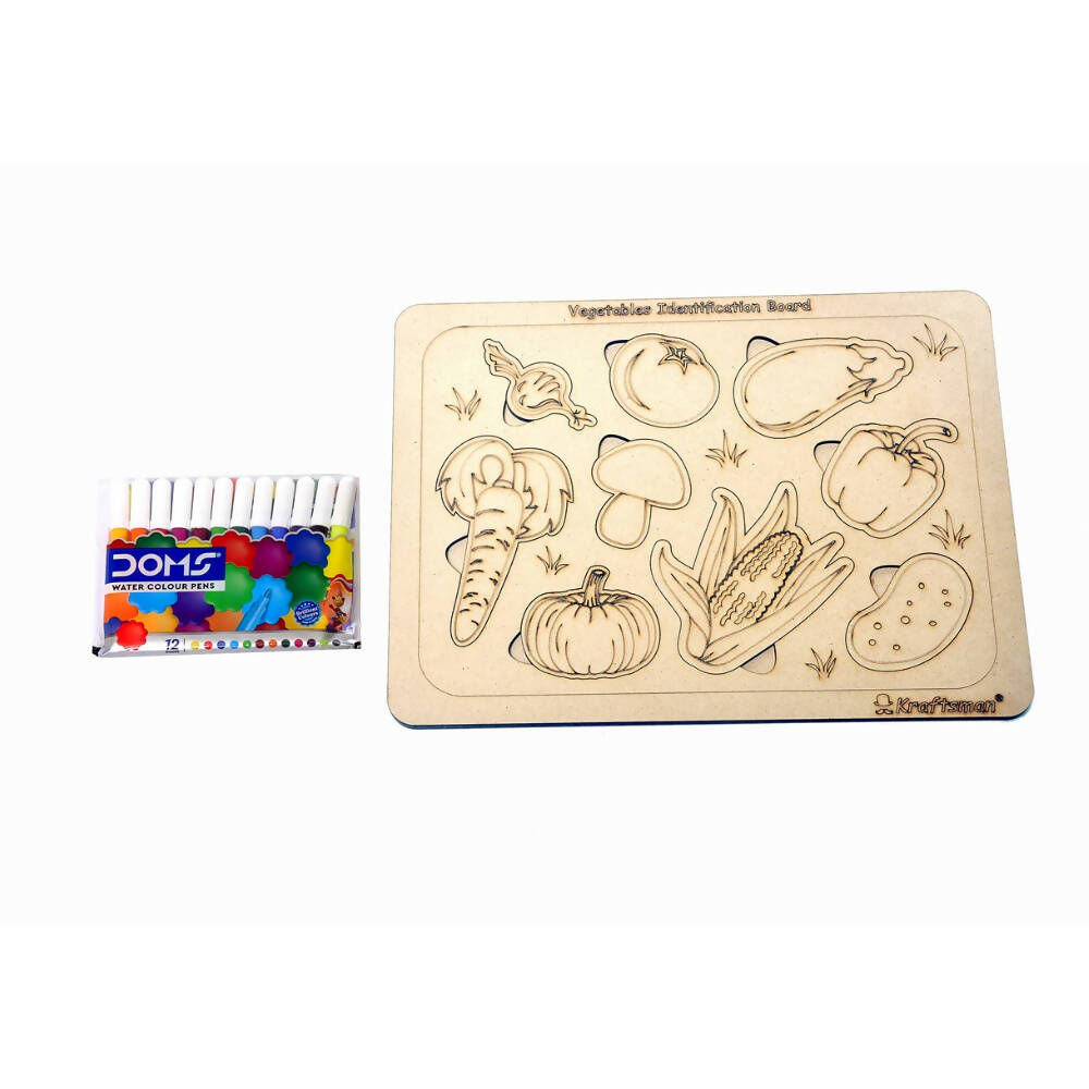 Kraftsman Vegetable Identification Puzzle Board with Color Kit Included | Grocsy