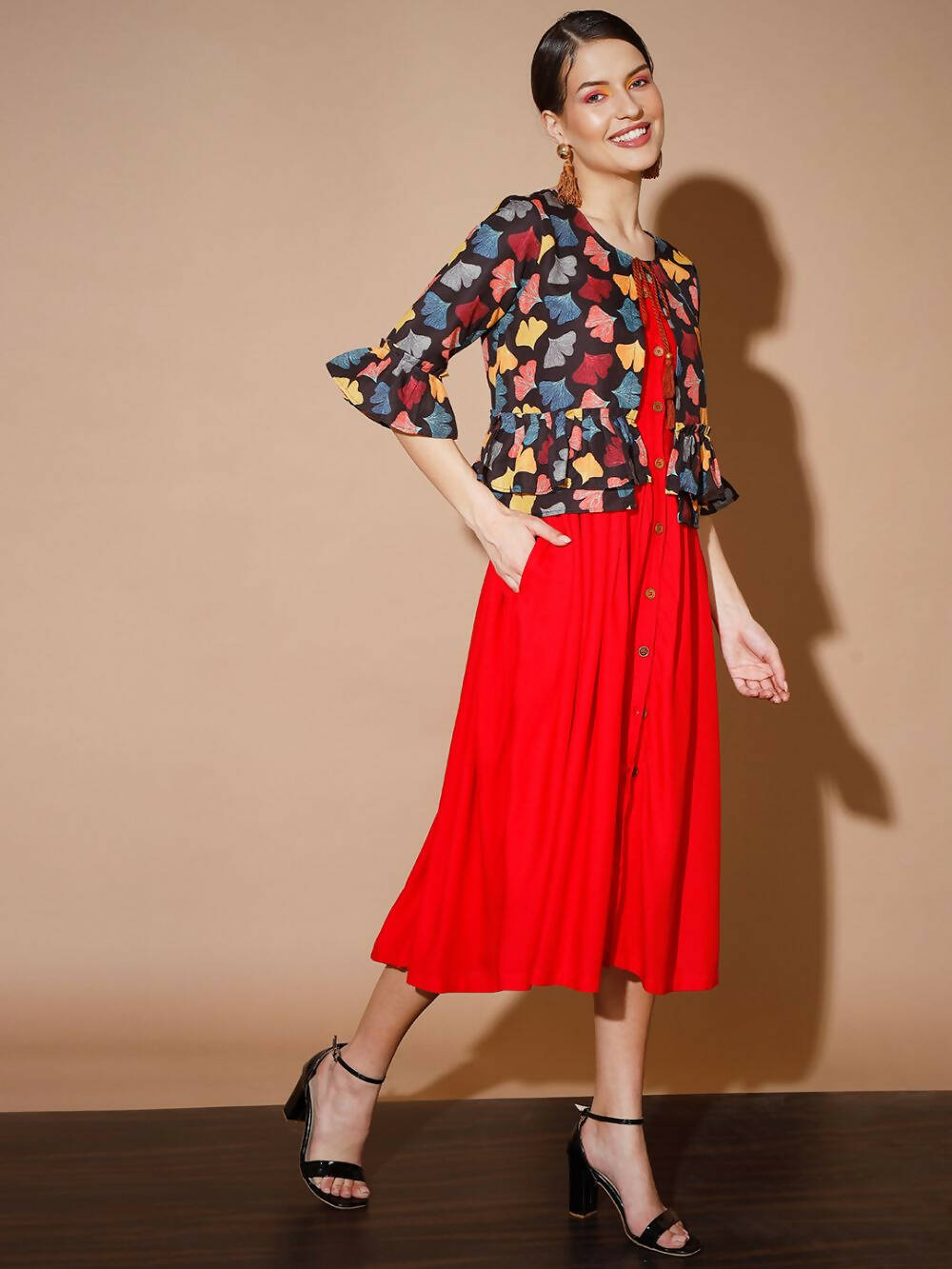 Myshka Women Multi Solid Dresses | Grocsy