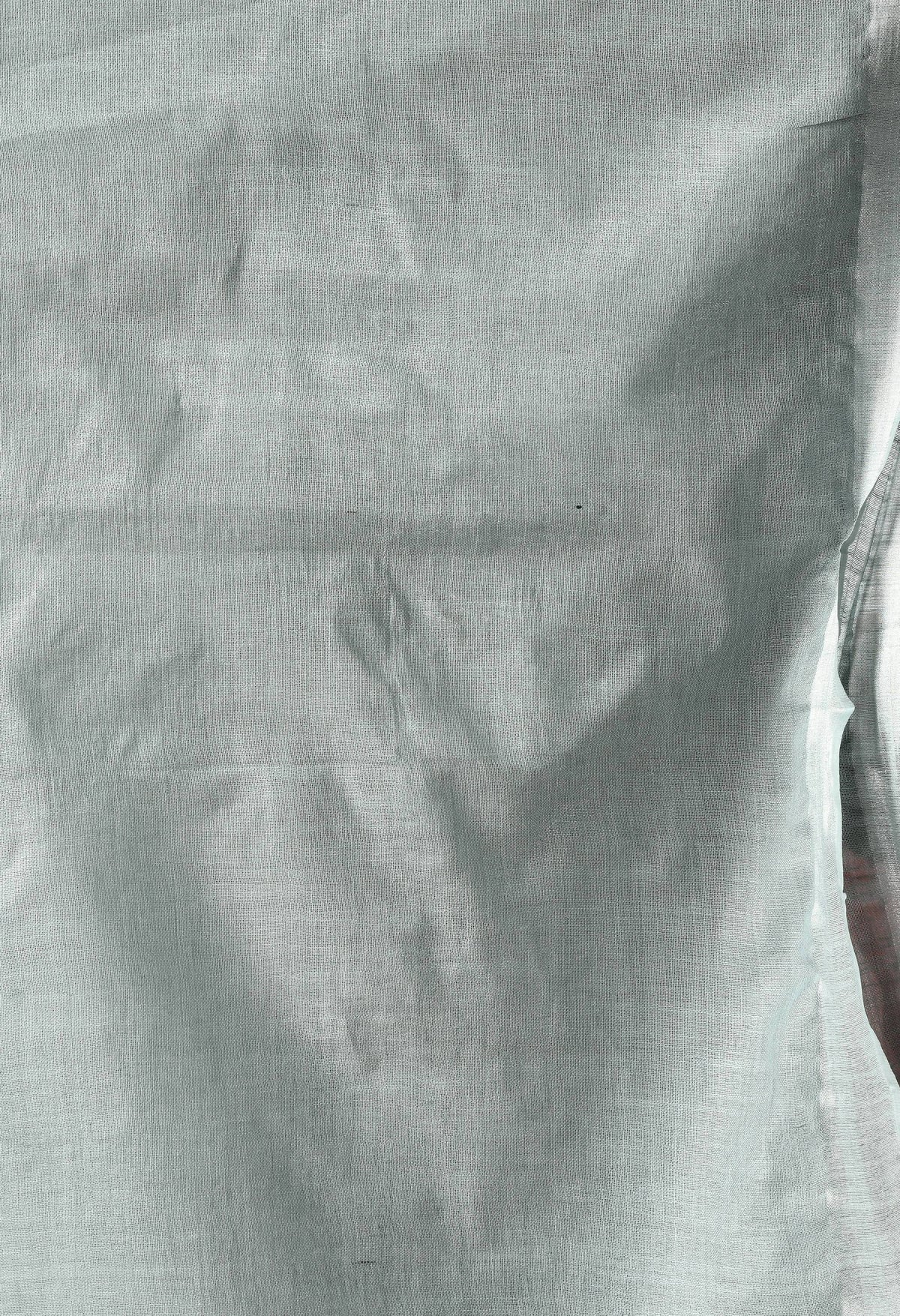 Mominos Fashion Moeza Gray Bhagalpuri Handloom Silk Linen Saree with unstitched Blouse piece | Grocsy