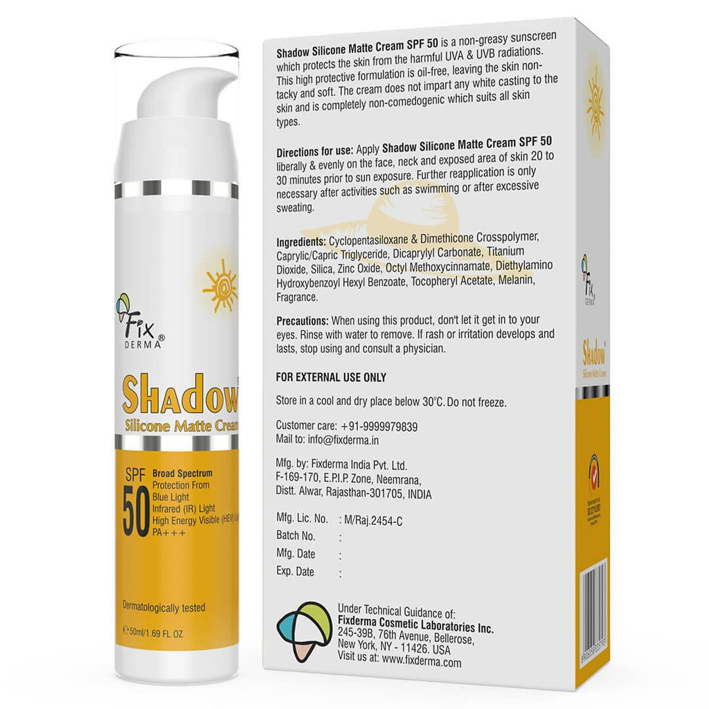 Fixderma Shadow Silicone Matte Cream SPF 50 | Grocsy