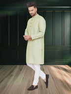 Even Apparels Men's Pure Cotton Green Kurta | Grocsy