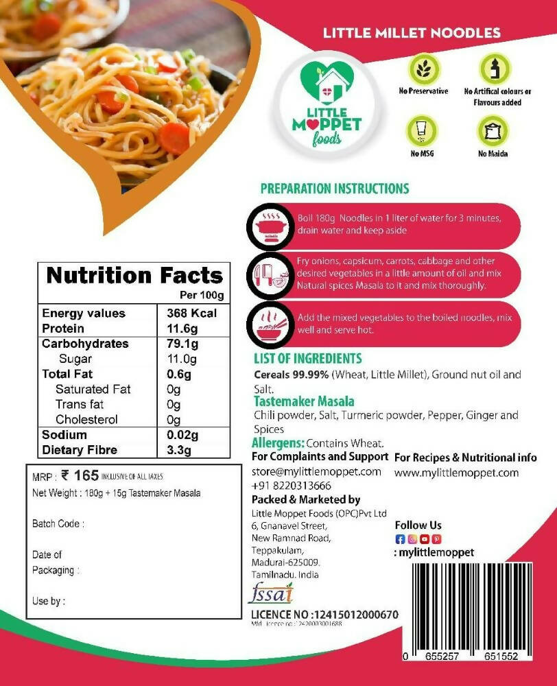 Little Moppet Foods Little Millet Noodles | Grocsy