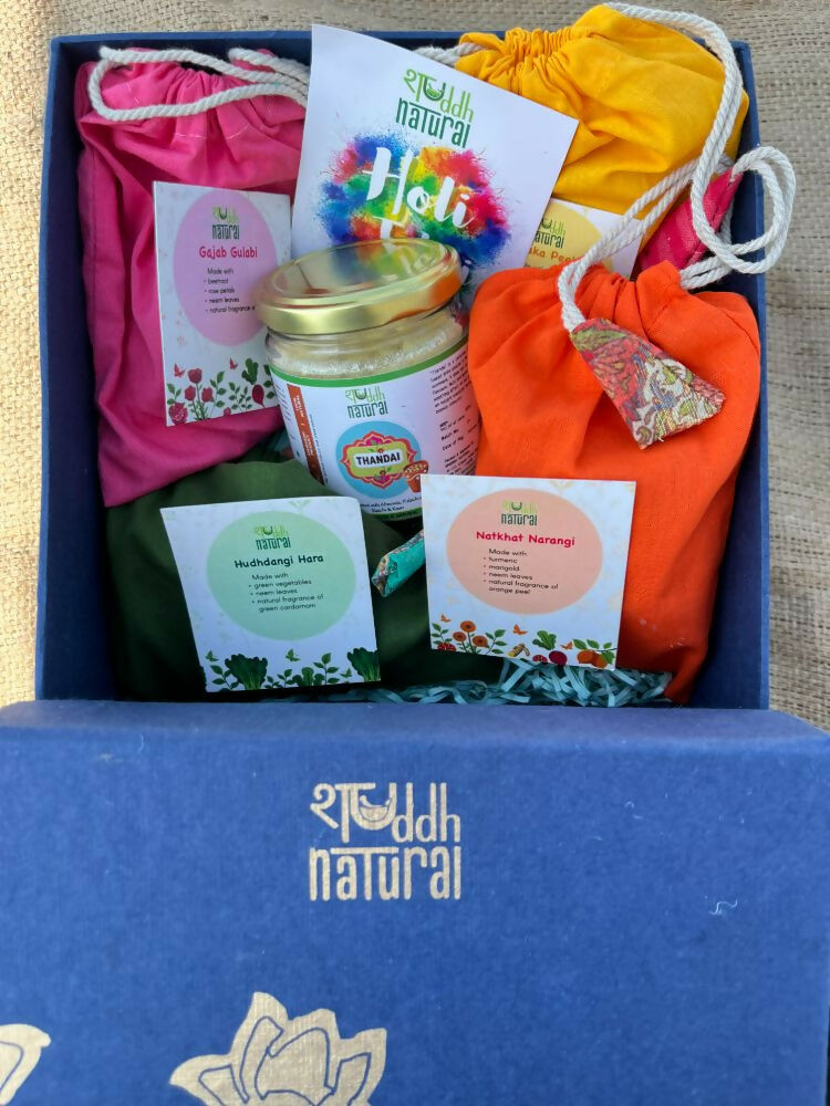 Shuddh Natural Ubtan Based Herbal Gulal | Ayurvedic Thandai Powder | Holi Gift Hamper | Grocsy