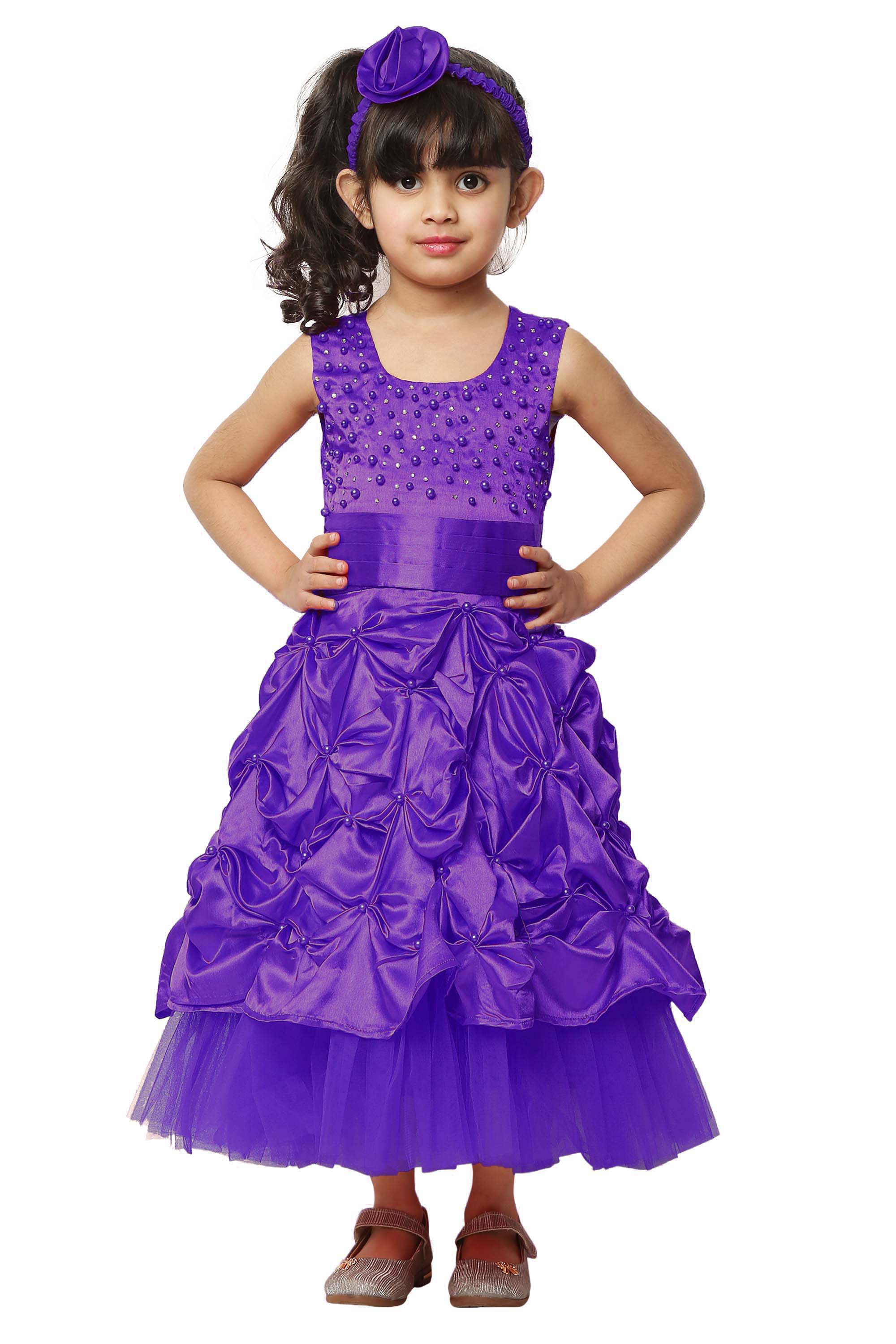 Asmaani Kids Party Wear Stylish Dresses, Perfect for Parties, Functions & Vacations - Purple | Grocsy