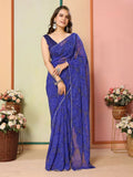 Blue Georgette Designer Printed Ready To Wear Saree - Elite | Grocsy