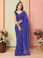 Blue Georgette Designer Printed Ready To Wear Saree - Elite | Grocsy