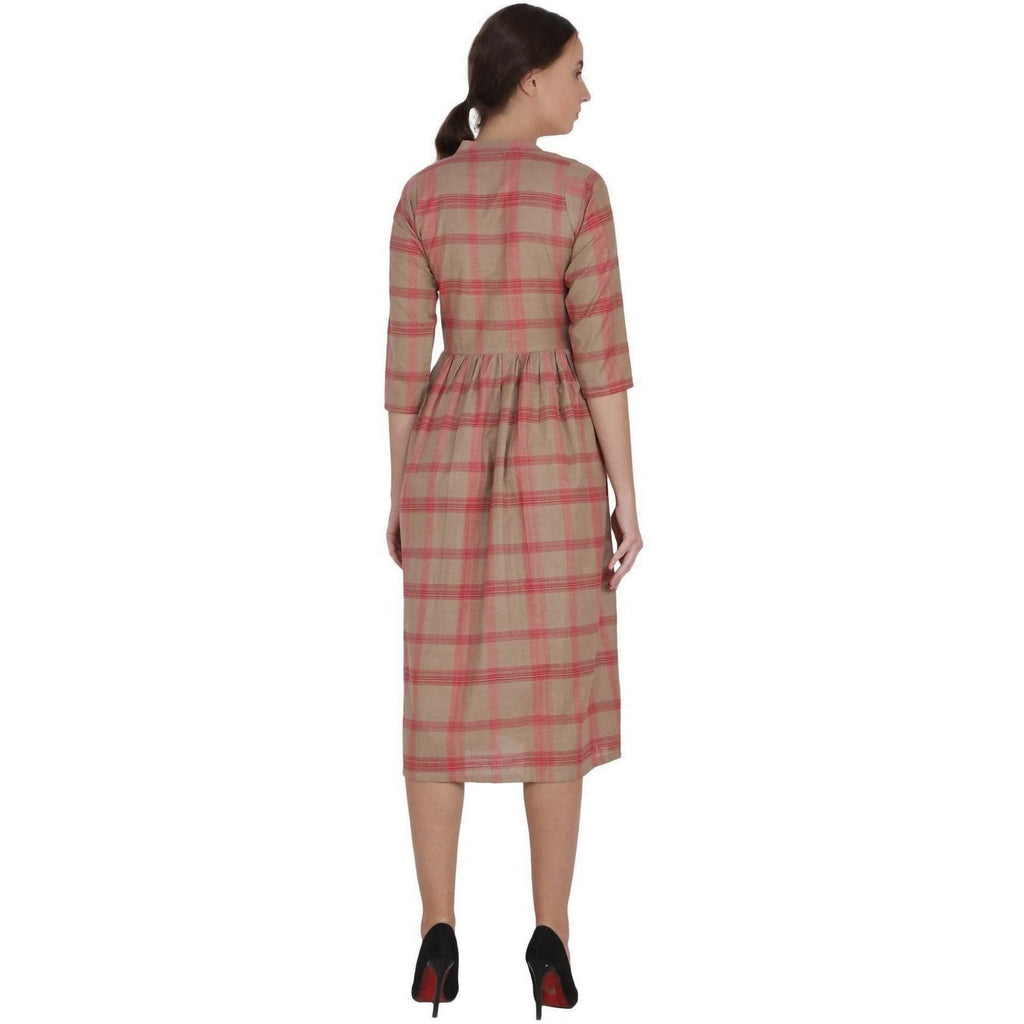 Kanoor Women's Red Rayon Frock Style Kurti | Grocsy