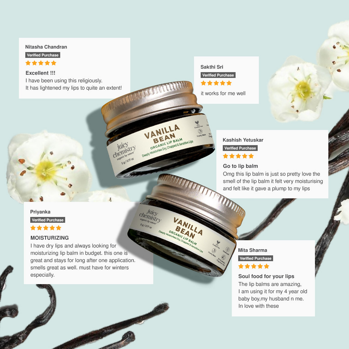 Juicy Chemistry Vanilla Bean Organic Lip Balm | Grocsy