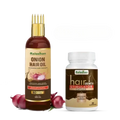 Rajasthan Herbals Onion Hair Oil & Hair Growth Stimulator Capsule Combo | Grocsy