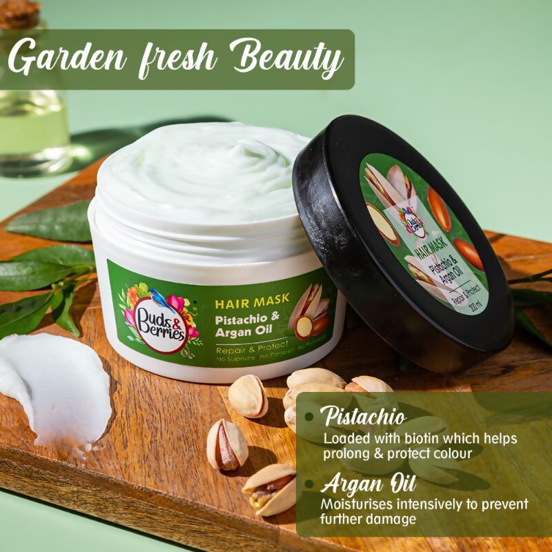 Buds & Berries Pistachio & Argan Oil Repair And Protect Conditioning Hair Mask | Grocsy
