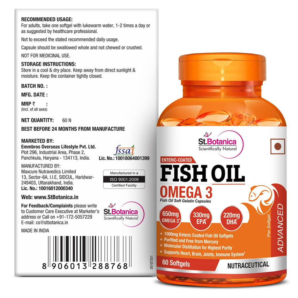 St.Botanica Fish Oil Omega 3 Capsules | Grocsy