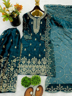 Teeya Creation Morpich Color Gymmi Silk Embroidery Work Wedding Wear Sharara Set | Grocsy