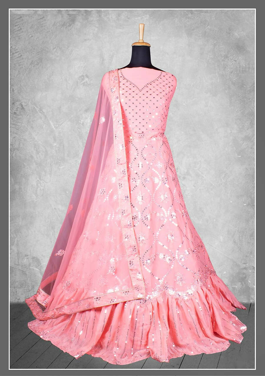 Light Pink Georgette Embroidery & Sequence Work Bridal lahenga Choli with Dupatta - Nimaya Pavitra Rista | Grocsy