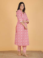 Aramya Straight Soft Cotton Abstract Print Women's Kurta - Pink | Grocsy