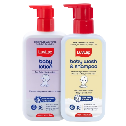 LuvLap Baby Wash & Shampoo + Baby Lotion Combo Set | Grocsy