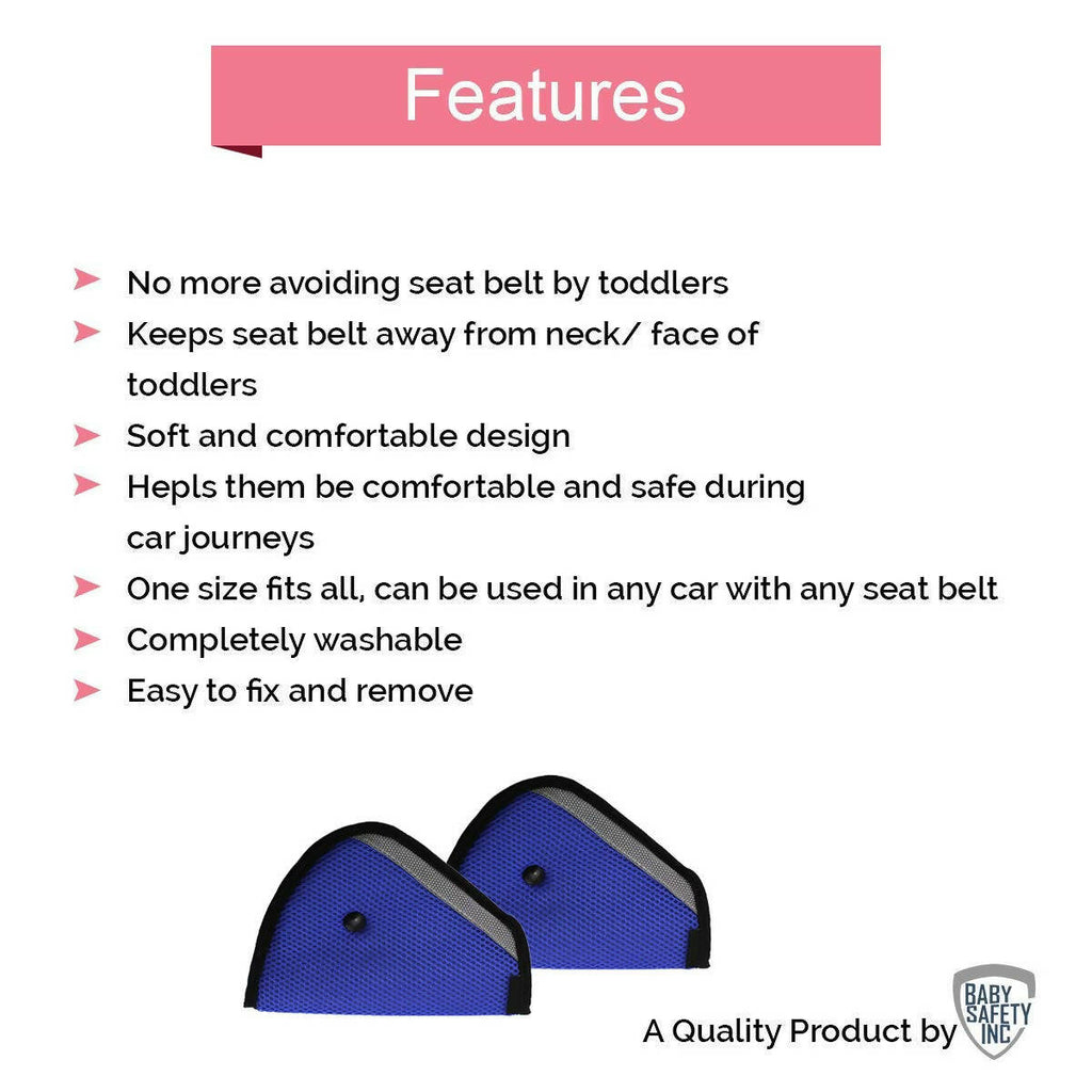 Safe-O-Kid Car Safety Essential, Seat Belt Holder/Shortener For Toddlers, Blue | Grocsy