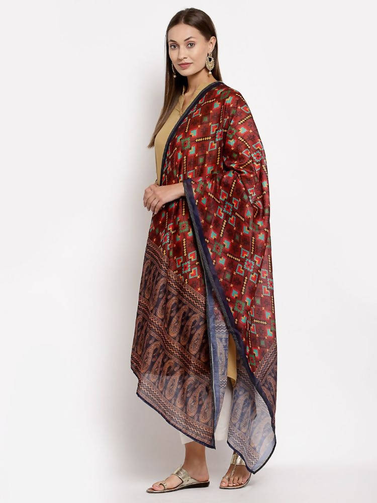 Myshka Women's Traditional Multi Cotton Print Casual Dupatta | Grocsy