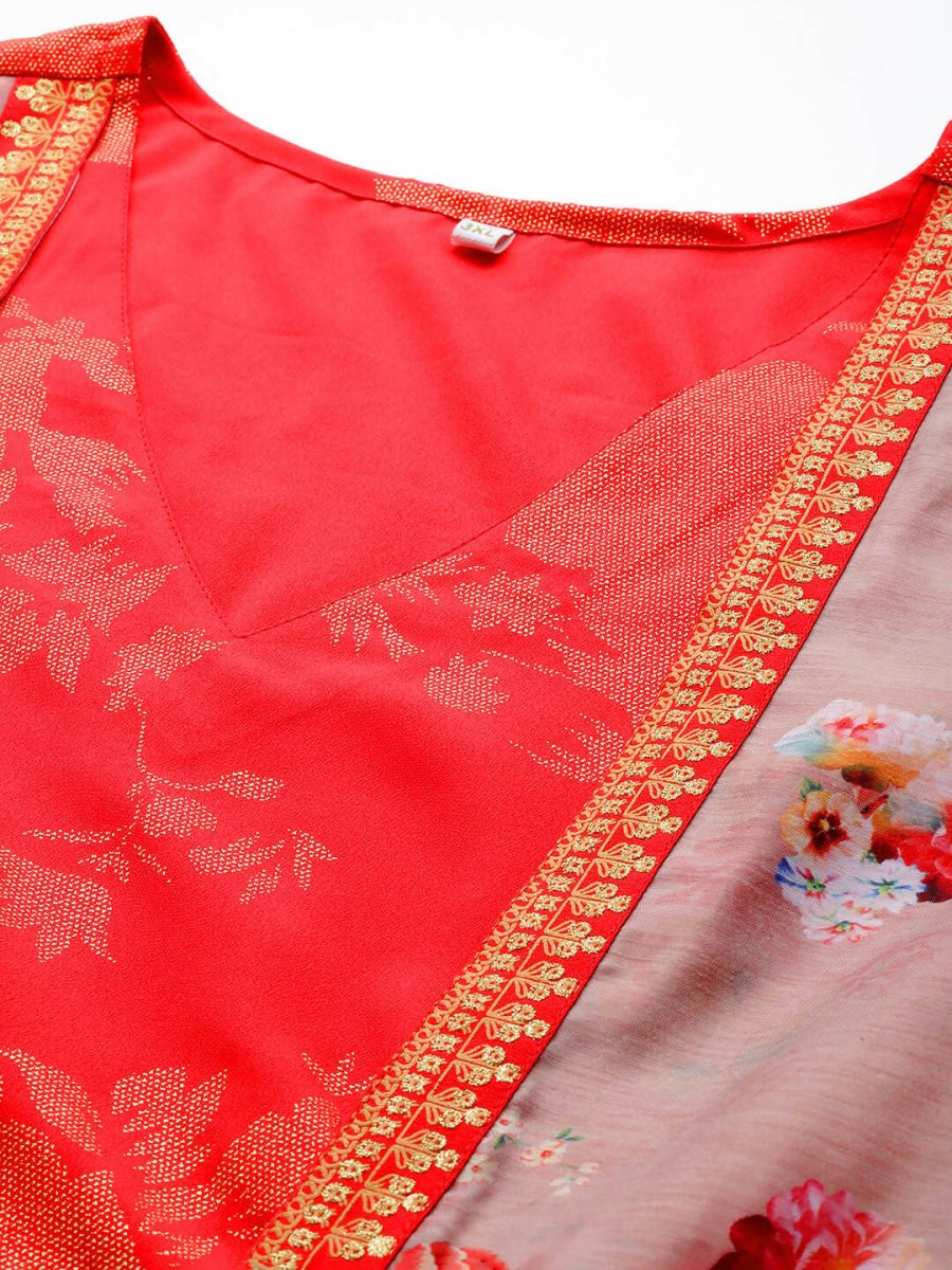 Ahalyaa Women's Traditional wear Ethnic Dress - Red | Grocsy