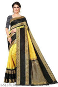 DEIANA'S Beautiful Designer Golden zari Soft Lichi Silk Saree - Yellow | Grocsy