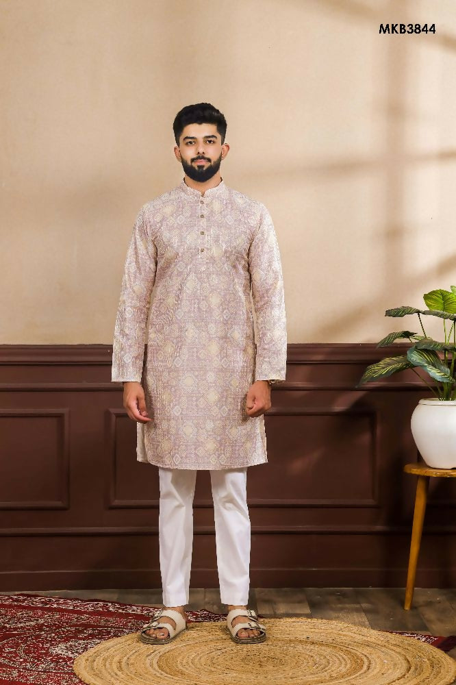 Lavender Art Silk Digital Printed, Embroidery Work Kurta Set - Mahotsav | Grocsy