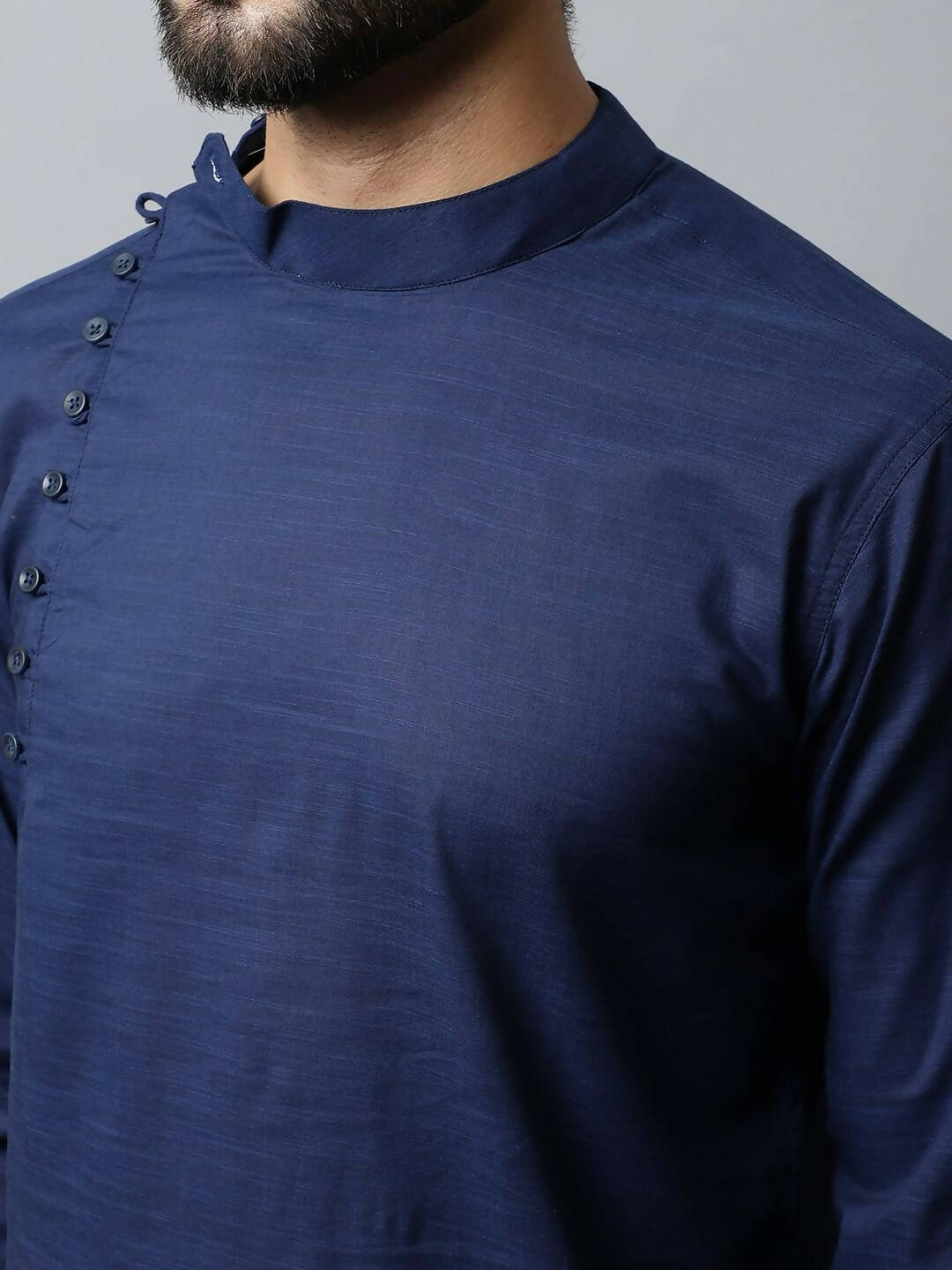 Even Apparels Navy blue Color Viscose Pure Cotton Men's Kurta With Side Placket (SLD1190) | Grocsy